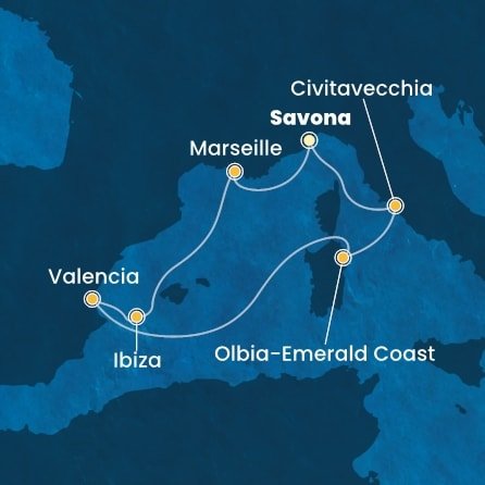 Itálie, Francie, Španělsko ze Savony na lodi Costa Pacifica