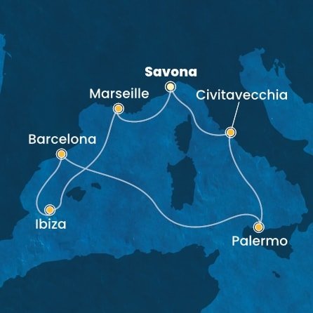 Itálie, Francie, Španělsko ze Savony na lodi Costa Smeralda