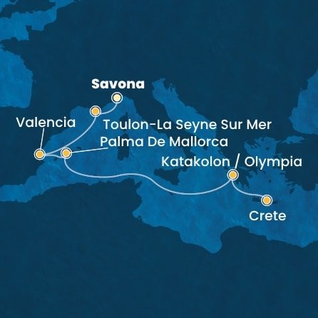 Itálie, Francie, Španělsko, Řecko ze Savony na lodi Costa Pacifica