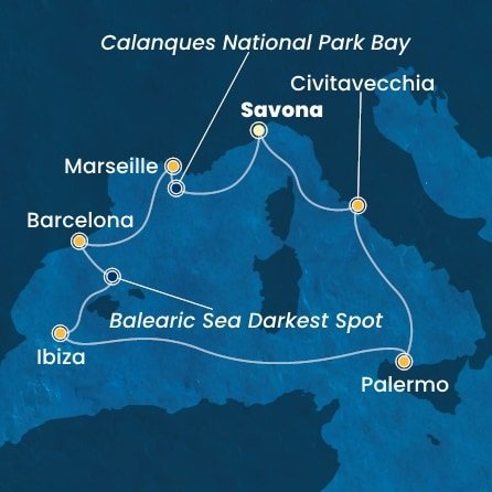 Itálie, Francie, Španělsko ze Savony na lodi Costa Smeralda