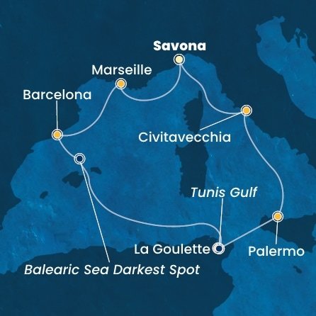 Itálie, Francie, Španělsko, Tunisko ze Savony na lodi Costa Smeralda Itálie, Francie, Španělsko, Tunisko ze Savony na lodi Costa Smeralda