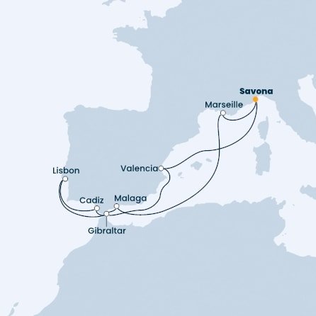 Itálie, Francie, Španělsko, Portugalsko, Velká Británie ze Savony na lodi Costa Fascinosa