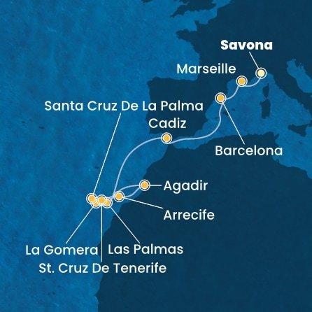 Itálie, Francie, Španělsko, Maroko ze Savony na lodi Costa Fortuna