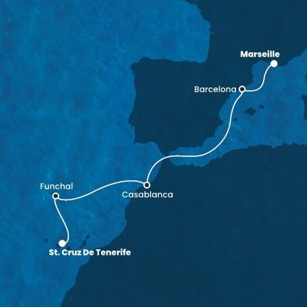 Španělsko, Portugalsko, Maroko, Francie z Tenerife na lodi Costa Fortuna