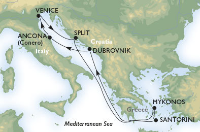 Prosluněný Jadran a řecké ostrovy z Ancony na lodi MSC Sinfonia