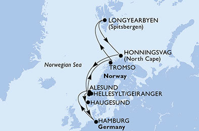 Německo, Norsko z Hamburku na lodi MSC Preziosa