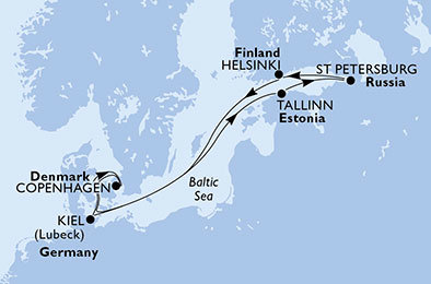 Dánsko, Finsko, Rusko, Estonsko, Německo z Kodaňe na lodi MSC Meraviglia