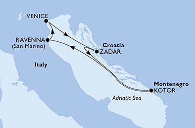 Itálie, Chorvatsko, Černá Hora z Benátek na lodi MSC Lirica