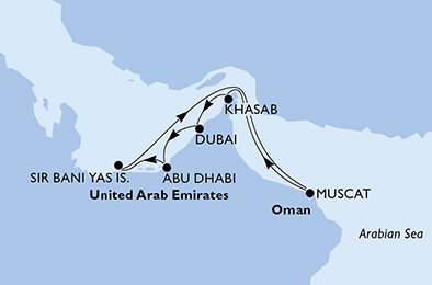 Spojené arabské emiráty, Omán z Dubaje na lodi MSC Bellissima