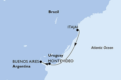 Brazílie, Uruguay, Argentina na lodi MSC Sinfonia