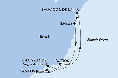 Brazílie ze Salvadoru na lodi MSC Seaview