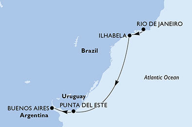 Brazílie, Uruguay, Argentina z Rio de Janeira na lodi MSC Fantasia