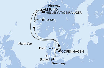 Dánsko, Norsko, Německo z Kodaně na lodi MSC Meraviglia