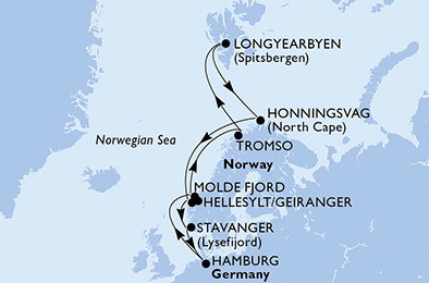Německo, Norsko z Hamburku na lodi MSC Preziosa