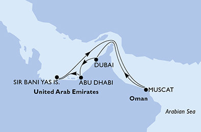 Spojené arabské emiráty, Omán z Dubaje na lodi MSC Lirica