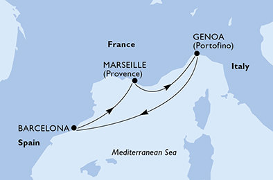 Španělsko, Francie, Itálie z Barcelony na lodi MSC Virtuosa