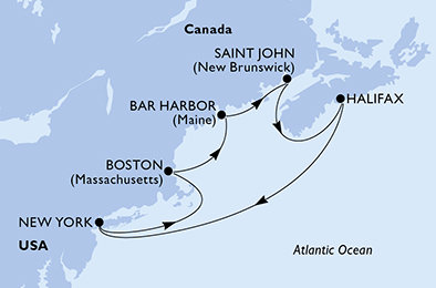 USA - Východní pobřeží, Kanada z New Yorku na lodi MSC Divina
