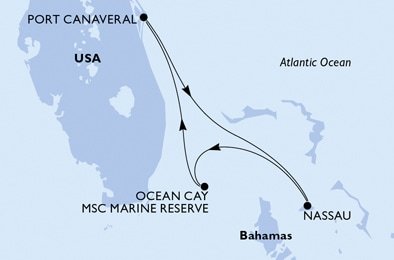 USA, Bahamy z Port Canaveralu na lodi MSC Seaside