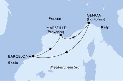 Itálie, Španělsko, Francie z Janova na lodi MSC World Europa