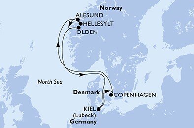 Německo, Dánsko, Norsko z Kielu na lodi MSC Euribia
