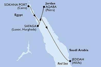 Egypt, Jordánsko, Saúdská Arábie na lodi MSC Splendida