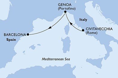 Itálie, Španělsko z Civitavecchia na lodi MSC Divina