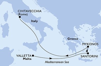 Malta, Řecko, Itálie z Valletty na lodi MSC Divina