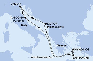 Itálie, Černá Hora, Řecko z Benátek na lodi MSC Armonia