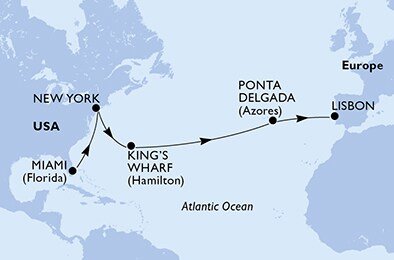 USA, Bermudy, Portugalsko z Miami na lodi MSC Divina