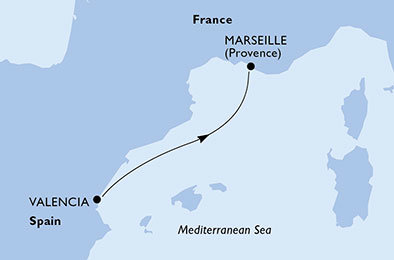 Španělsko, Francie z Valencie na lodi MSC Seashore