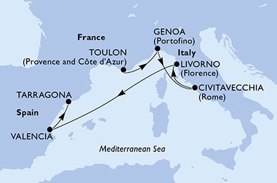 Francie, Itálie, Španělsko z Toulonu na lodi MSC Magnifica