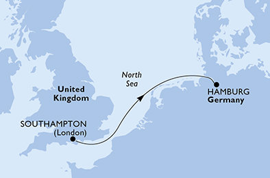 Velká Británie, Německo ze Southamptonu na lodi MSC Preziosa