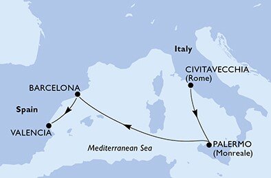 Itálie, Španělsko z Civitavecchia na lodi MSC Seaside