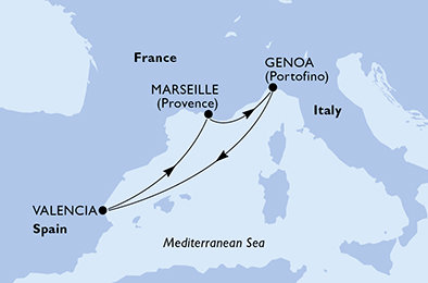 Francie, Itálie, Španělsko z Marseille na lodi MSC Seaside