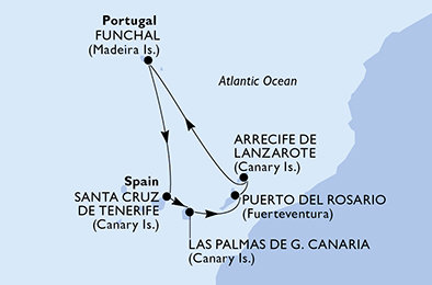 Španělsko, Portugalsko z Las Palmas na lodi MSC Opera