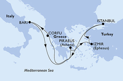 Řecko, Turecko, Itálie z Pirea na lodi MSC Sinfonia