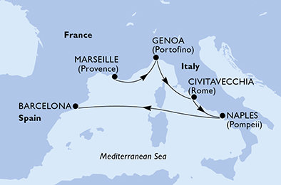 Francie, Itálie, Španělsko z Marseille na lodi MSC Fantasia