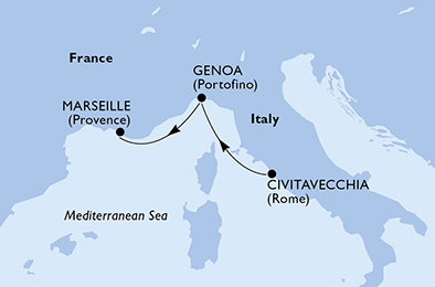 Itálie, Francie z Civitavecchia na lodi MSC Splendida