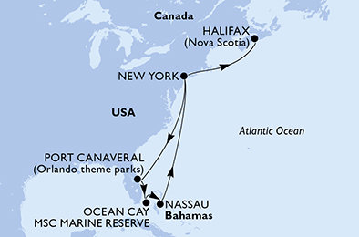 USA, Bahamy, Kanada z New Yorku na lodi MSC Meraviglia USA, Bahamy, Kanada z New Yorku na lodi MSC Meraviglia