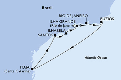 Brazílie z Rio de Janeira na lodi MSC Sinfonia