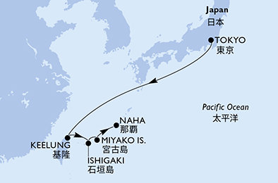 Japonsko, Tchaj-wan z Tokia na lodi MSC Bellissima Japonsko, Tchaj-wan z Tokia na lodi MSC Bellissima
