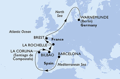 Španělsko, Francie, Německo z Barcelony na lodi MSC Magnifica