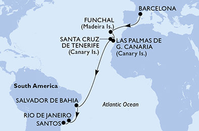 Španělsko, Portugalsko, Brazílie z Barcelony na lodi MSC Virtuosa Španělsko, Portugalsko, Brazílie z Barcelony na lodi MSC Virtuosa