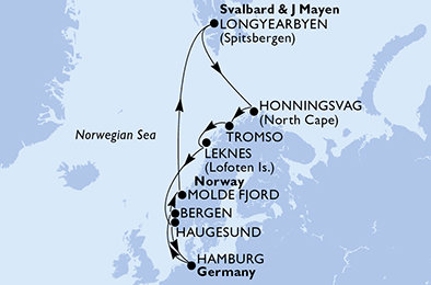 Německo, Norsko z Hamburku na lodi MSC Preziosa