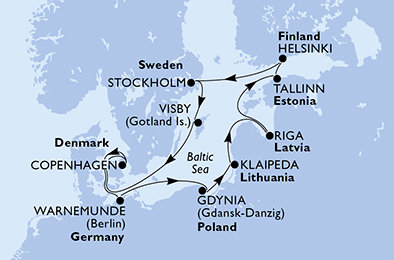 Německo, Polsko, Litva, Lotyšsko, Estonsko, Finsko, Švédsko, Dánsko z Warnemünde na lodi MSC Magnifica Německo, Polsko, Litva, Lotyšsko, Estonsko, Finsko, Švédsko, Dánsko z Warnemünde na lodi MSC Magnifica