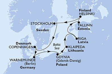 Dánsko, Německo, Polsko, Litva, Lotyšsko, Estonsko, Finsko, Švédsko z Kodaně na lodi MSC Magnifica Dánsko, Německo, Polsko, Litva, Lotyšsko, Estonsko, Finsko, Švédsko z Kodaně na lodi MSC Magnifica