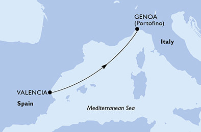 Španělsko, Itálie z Valencie na lodi MSC Sinfonia