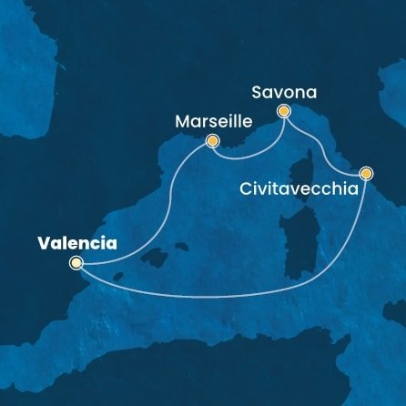 Španělsko, Itálie, Francie z Valencie na lodi Costa Pacifica
