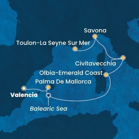 Španělsko, Itálie, Francie z Valencie na lodi Costa Pacifica