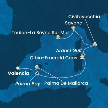 Španělsko, Itálie, Francie z Valencie na lodi Costa Pacifica